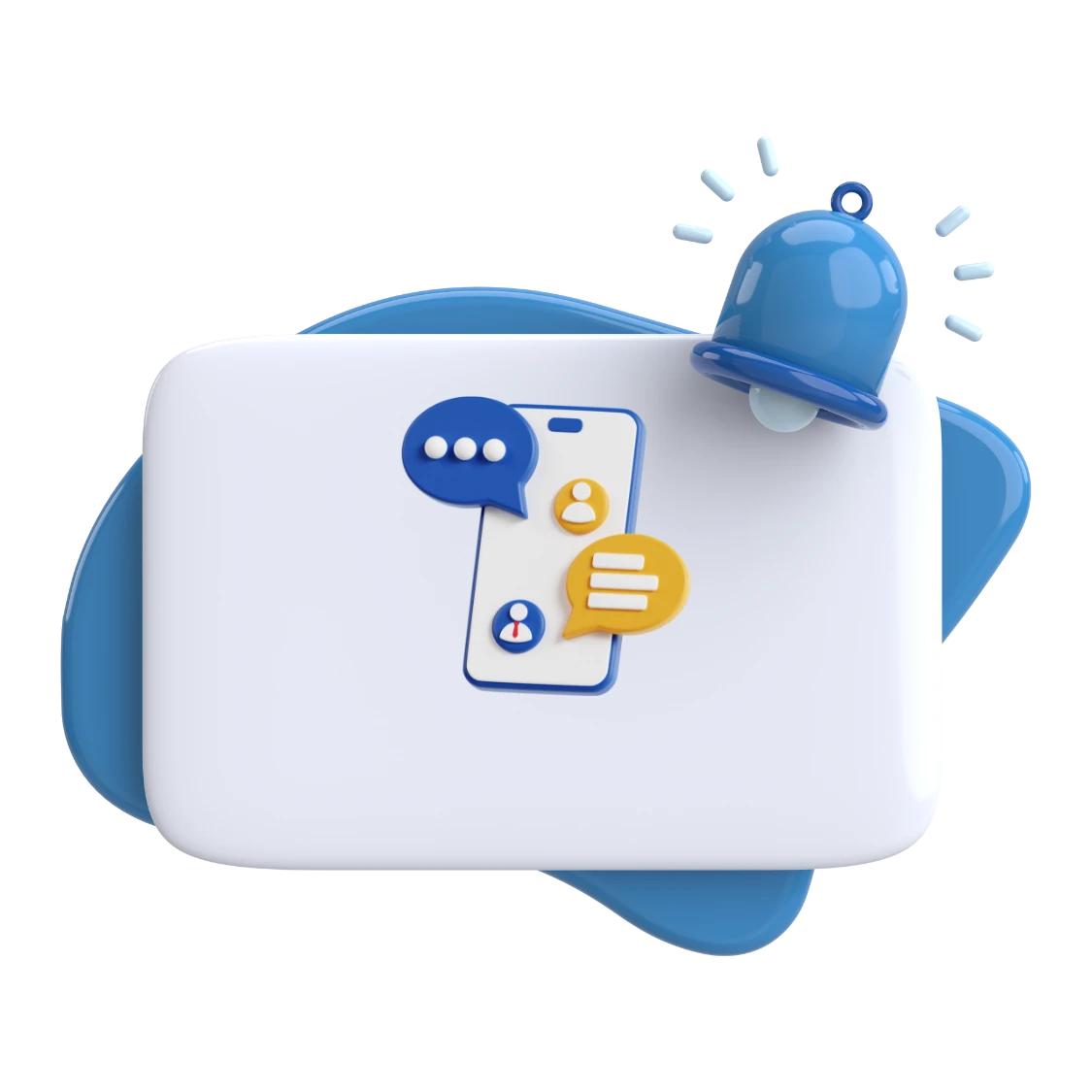 Illustration of a smartphone with chat bubbles and a notification bell, emphasizing TRULY UNLIMITED WHATSAPP NOTIFICATIONS—a key feature of RCMS® for seamless communication.